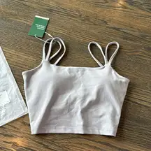 Halara Double Straps Backless Twisted Cropped Yoga Tank Top XS Grey NWT