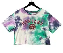 Harvard Crop Shirt Womens University Short Sleeve Tee Top Tie Dye Graphic 2XL