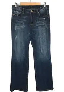 Seven7 Mid Rise Flare Leg Light Distressing Wiskering Denim Jeans Womens Blue 12