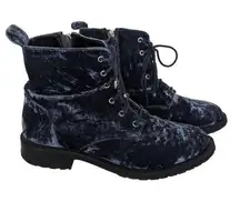 Crushed Velvet Combat Boots Blue Size 7