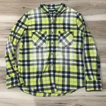 True Religion Yellow Black Plaid Button Down Shirt Women’s Small