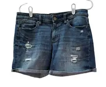 The White House Black Market The Girlfriend Distressed Denim Shorts Size 4