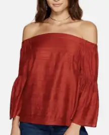 1.State Rust Colored Cold Shoulder Blouse