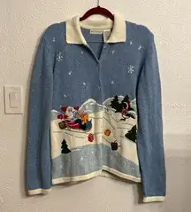 NWT Vintage EUC White Stag Ugly Christmas Sweater Collared Busy Santa Penguin XL