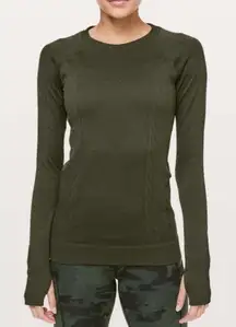 Lululemon Rest Less Pullover Green Long Sleeve Crewneck Workout Top seamless