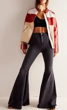 Free People Black Flare Bell Bottom Jeans 25 Festival Retro Boho Vintage Western