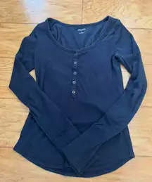 Hollister Navy Henley Long Sleeve