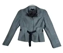 Carlisle Blazer Womens 4 Teal Blue Herringbone‎ Wool Blend Feminine Chic Career