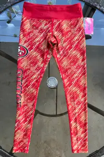 NFL Team Apparel FOCO San Francisco 49ers Static Rain Leggings in Red/Gold Small