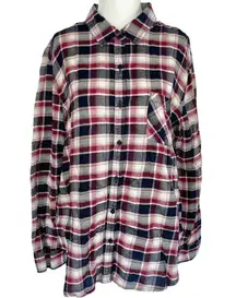 Plaid Button Down Shirt Lightweight Flannel Cotton