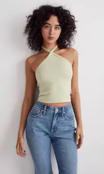 Madewell Green Asymmetrical Sleeveless Halter Top
