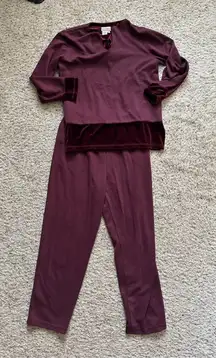 Vintage Coldwater Creek Burgundy 2 Pc Track/Lounge Set Size Medium loungewear