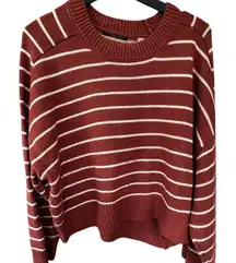 Tahari Rust and Cream Striped Sweater