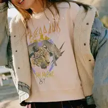 Daydreamer Grunge Sweatshirt def leppard varsity crew womens Beige medium casual