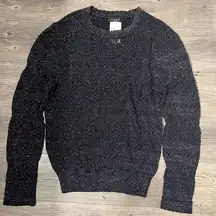 NWT Current Air Los Angeles Black Metallic Pointe Knit Sweater Size Large