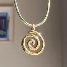 Handmade gold tone stainless steel spiral swirl uzumaki funky boho grunge style necklace🌀