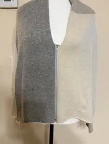 Autumn Cashmere Medium Sweater Poncho Scarf Color Block Two Tone Top Shirt