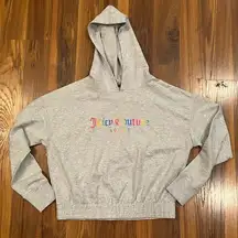 Juicy Couture Sport Ombre Foil Hoodie Ultrasoft French Terry Light Gray Sz S