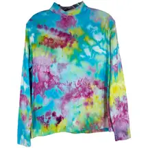 Falling in‎ Love Kim Rogers Large Top Handmade Tie Dye Blue Purple Yellow 550