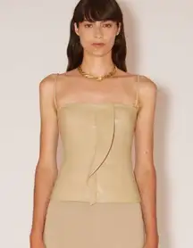 Nanushka  KYA - Vegan leather spaghetti strap structured camisole - Pebble