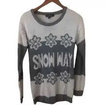 Gray SNOW WAY Snowflake Novelty Knit Sweater Christmas sweater Holiday Ski trip