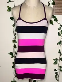 Lululemon Striped Racerback Tank Top Built In Bra Padded