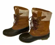 Khombu‎ Cozy Winter Snow Duck Boots Womens Size 6 Brown Black Rubber knit