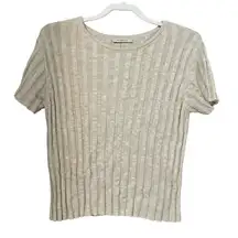 Ragdoll LA Oatmeal Ribbed Short Sleeve Sweater