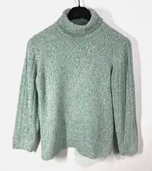 J Jill Chenille Tunic Sweater Womens Large‎ Mint Pullover Cowl Neck Long Sleeve