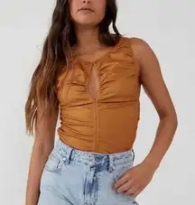 Free People NWT  Ride Along Ruched Crop Tank in Cowgirl Color - size Small