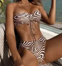 SheIn  Animal Print Bikini Set Brand New Tan/Brown Women’s Size Small