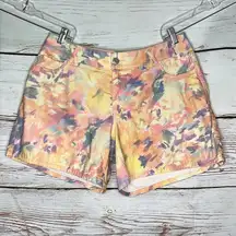 Lane Bryant Size 16 Abstract Floral Print 6” Inseam Denim Jean Shorts