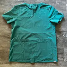 FIGS E.A.C. V-Neck 4 Pocket Teal Green Scrub Top Size XS Unisex