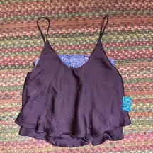 Free People NWT INTIMATELY  DARK PURPLE & LAVENDER SEQUIM LAYERED CAMI TOP