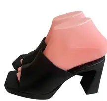 Jeffrey Campbell caviar Womens Black Square Toe Heel Platform Mule Slides 7.5