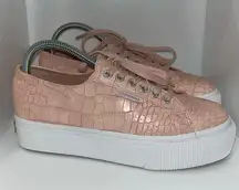 Superga  Croc Embossed Pink Vegan Leather Platform Sneakers Women’s 39 US 8