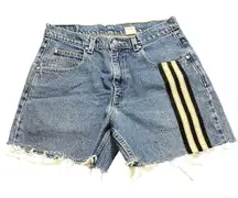 Vintage 1998 Levi’s L2 Striped‎ Denim Jeans 30 Distressed RARE Cut Off Shorts