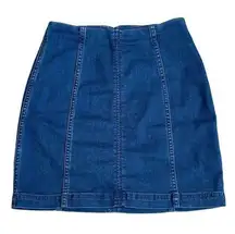 Free People  Size 4 Modern Femme Denim Mini Skirt Blue Stretch Pencil Americana