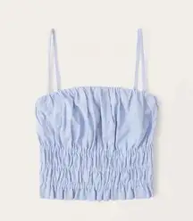 Abercrombie & Fitch Blue Strapless Linen-Blend
Ruched Top