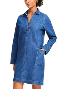 LOFT Dark Blue Collared Denim Mini Dress