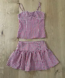 Peppermayo Top & Mini Skirt Set Gingham Bellamy Size XXS Red White