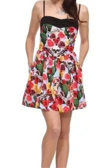 HELL BUNNY DIA DE LOS MUERTOS Floral Print Women's Dress MEDIUM