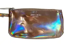 Jimmy Choo Parfums Silver Gold Iridescent Small Pouch Change Wallet Zipper