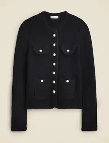 J. Crew Textured Button Up Long Sleeve Lady Jacket Cardigan Sweater Black Medium