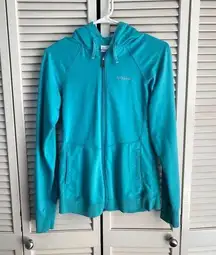 Columbia Bright Teal Zip Up Jacket Cotton Hoodie Small