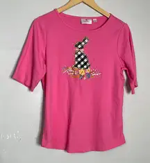 Quacker Factory Easter Bunny Rabbit Pink Top‎