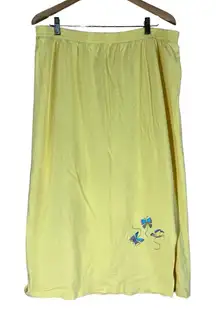 Quacker Factory Yellow Butterfly Maxi Skirt WOMENS 2X Plus Elastic Waist Pull On