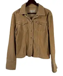 Vtg A.M.I. Corduroy Jacket Tan Brown Snap Front Diamond Stitching Women's Medium