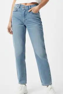 Abercrombie & Fitch Dad High Rise Jeans Womens 2 Light Wash Crossover Waist