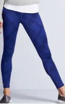 Athleta Westchester Chaturanga Reversible Tight Leggings Navy Blue Plaid Size S
